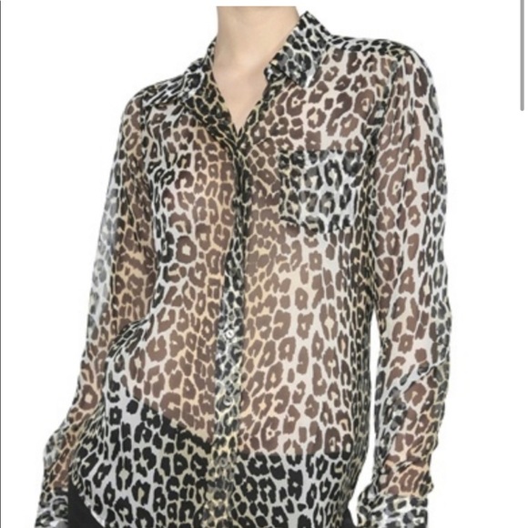 Equipment Sheer Leopard Print Button Down Shirt - Picture 1 of 5